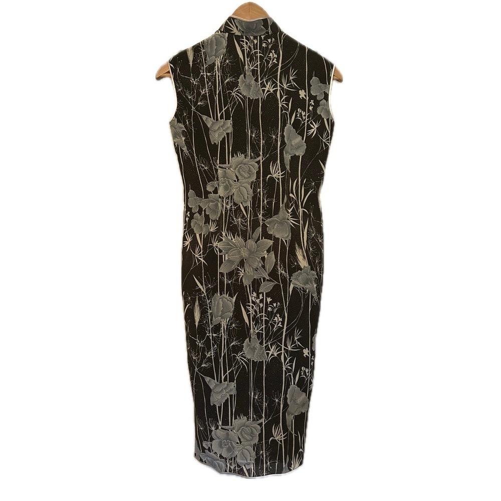 Asian Style Flora Midil Dress. Black/Gray/Silver. Women's Size Small - Picture 5 of 11